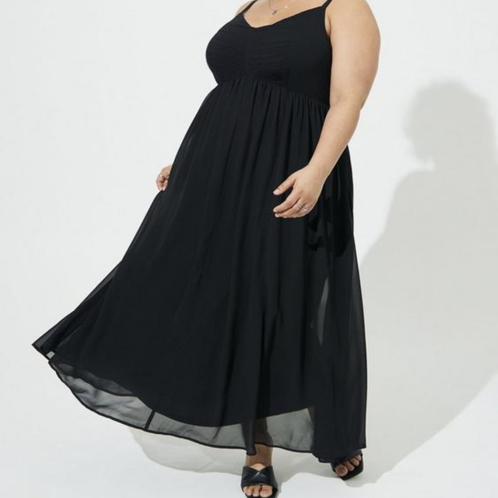 torrid Black Maxi Dress with Sheer Overlay